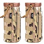 Haafoo Molle Water Bottle Holder, Upgraded 1000D Nylon Tactical Molle Water Bottle Pouch, Sports Water Bottle Bag Bottom Mesh for Camping, Climbing, Hiking and Travelling (CP-2pack)
