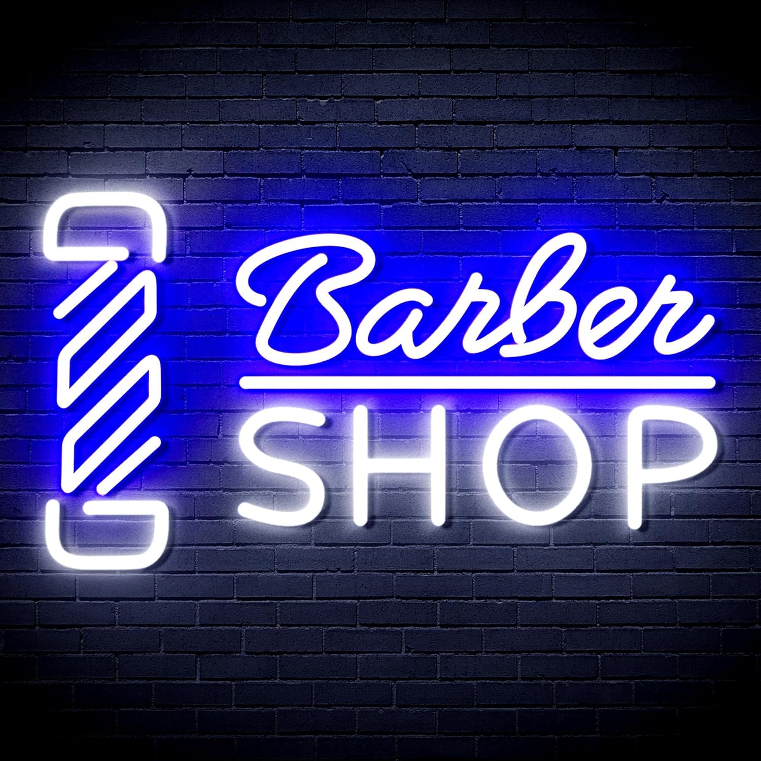 ADVPRO Barber Shop with Barber Pole Flex Silicone LED Neon Sign - White & Blue - st16s32-fnu0355-wb