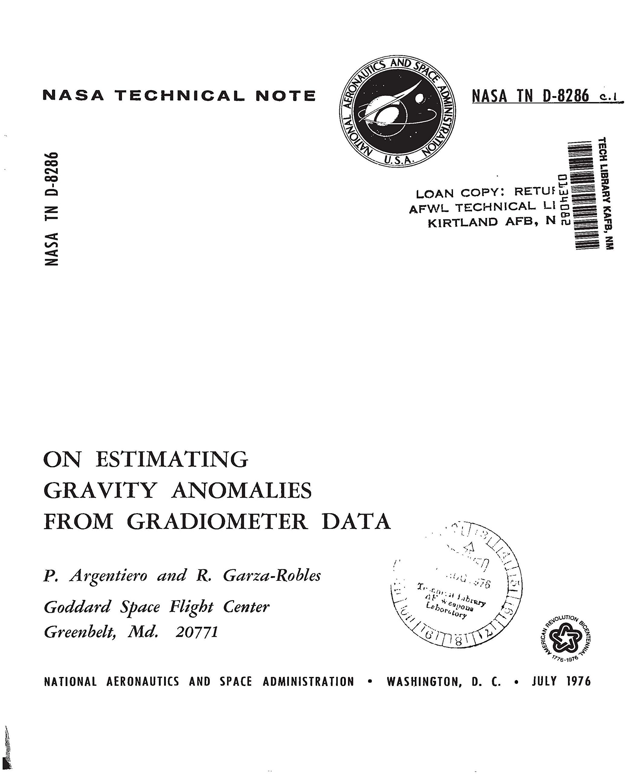 On estimating gravity anomalies from gradiometer data. [by numerical analysis]