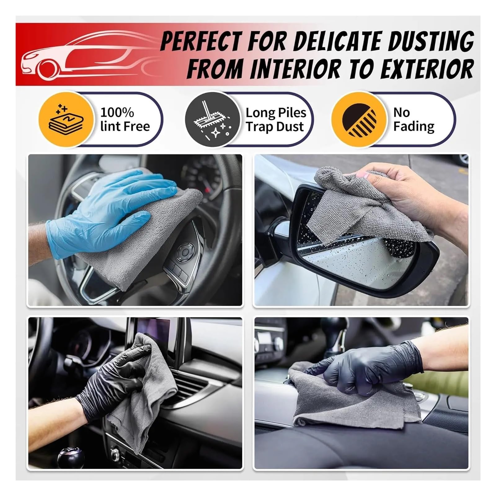 Thicken Microfiber Cleaning Cloths - Lint Free Reusable Towels for Car Windows and Household Cleaning 50PCS — view 2