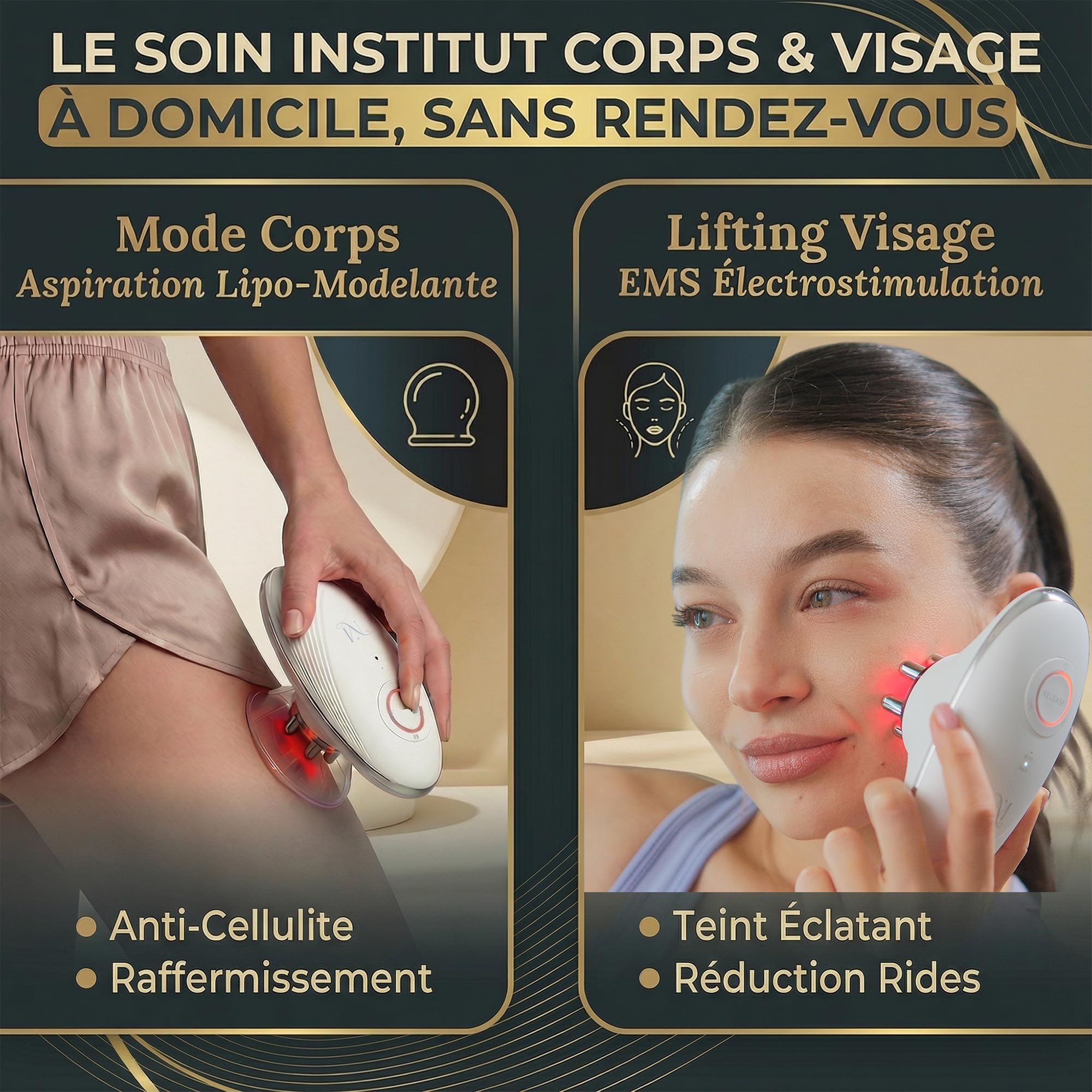 Masseur Sculptant Anti-Cellulite à Ventouse Électrique Corps & Visage 3 en 1 Mantrasage | Palper-Rouler, Lifting EMS & Thérapie Lumière Rouge | Drainage & Raffermissement Cuisses, Ventre, Bras, Fesses