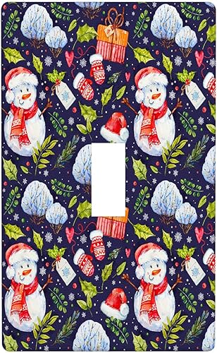 Miniatura 80 de Cubierta de interruptor de luz dúplex de 1 banda, cubierta decorativa de Navidad con copos de nieve rojos, placa frontal decorativa para cocina