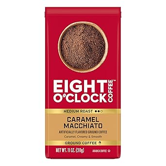 Eight O'Clock Coffee Caramel Macchiato Ground Coffee, Medium Roast, 11 Ounce (Pack of 1) - Caramel, Creamy, Smooth