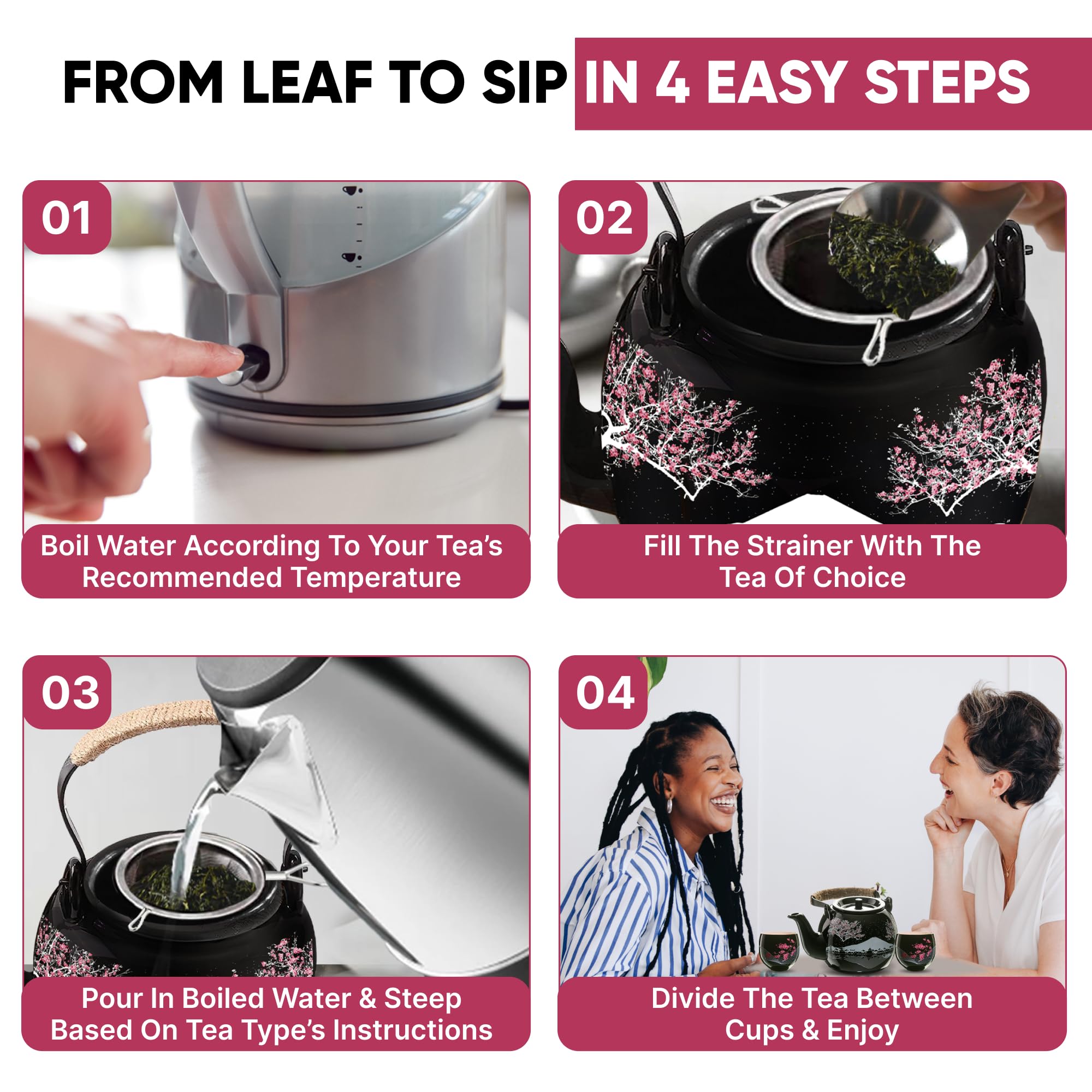 ABOOFAN Service à Thé Portable Théière En Céramique 3 Pièces Rouge Imprimé Bonhomme De Neige Bouilloire Résistante à La Chaleur Ensemble Pour Bureau