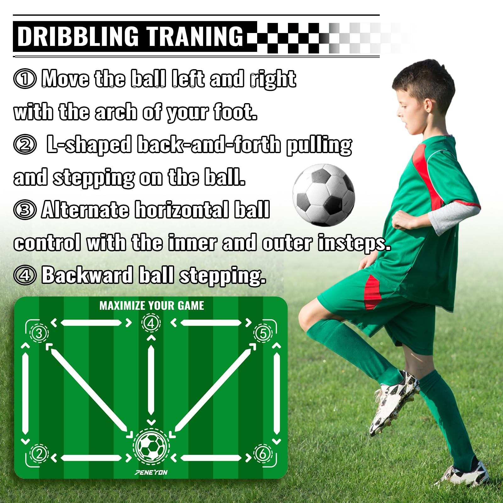 Tapis D'entraînement De Football – 90x60 Cm, Antidérapant, Avec Ceinture Et élastique, Pour Tous Niveaux