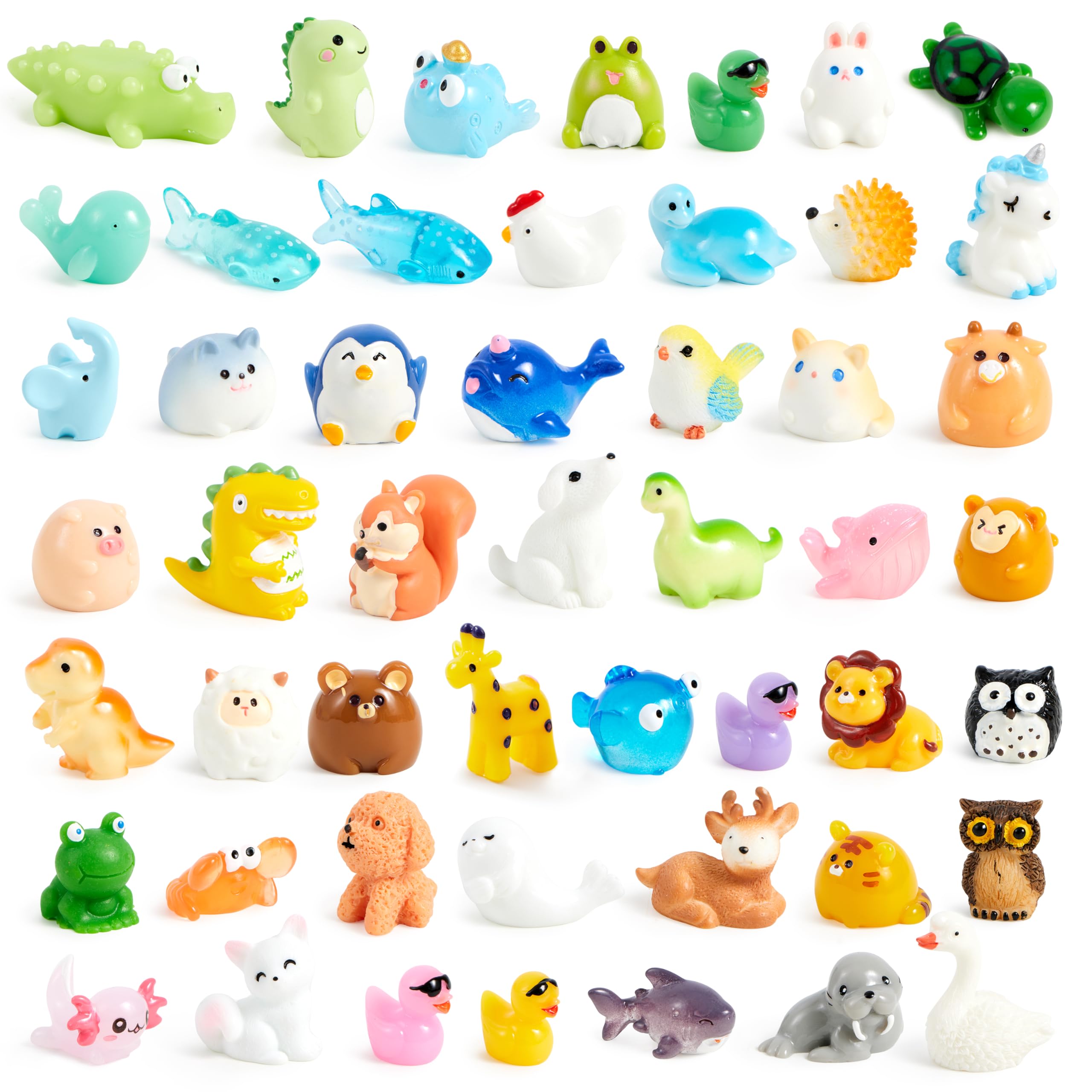 JOYIN 50 Pcs Mini Resin Animals Figures, Mix Resin Animals Figurines for Fairy Garden Accessories, Dollhouse Decorations, Slime Charms for Crafts, DIY Miniature Scenes, Birthday School Party Favors