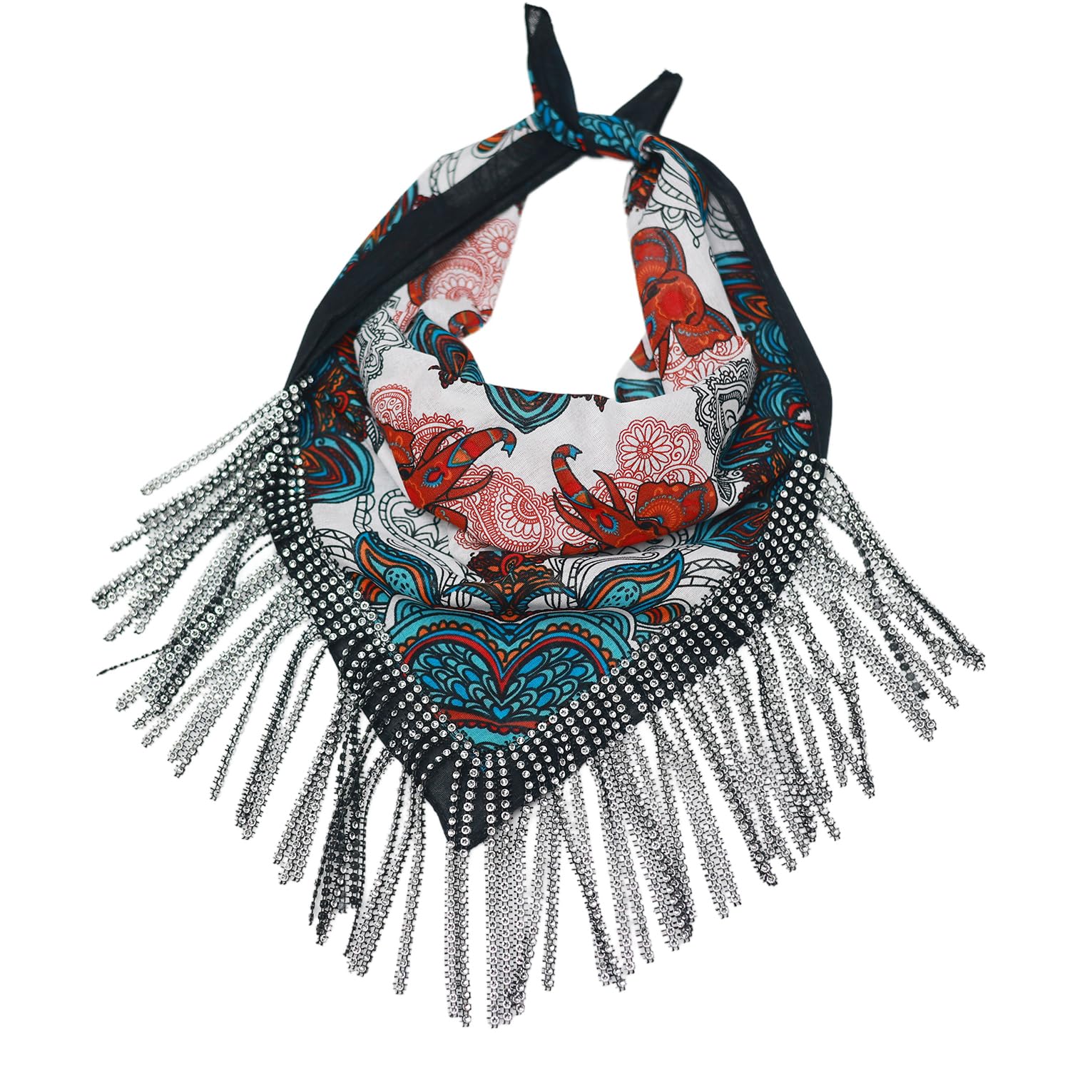 SLITHICE Cotton Bandana with Fringe – Romantic Floral Head Scarf for Valentine’s Day, Boho Fashion – Lightweight Unisex