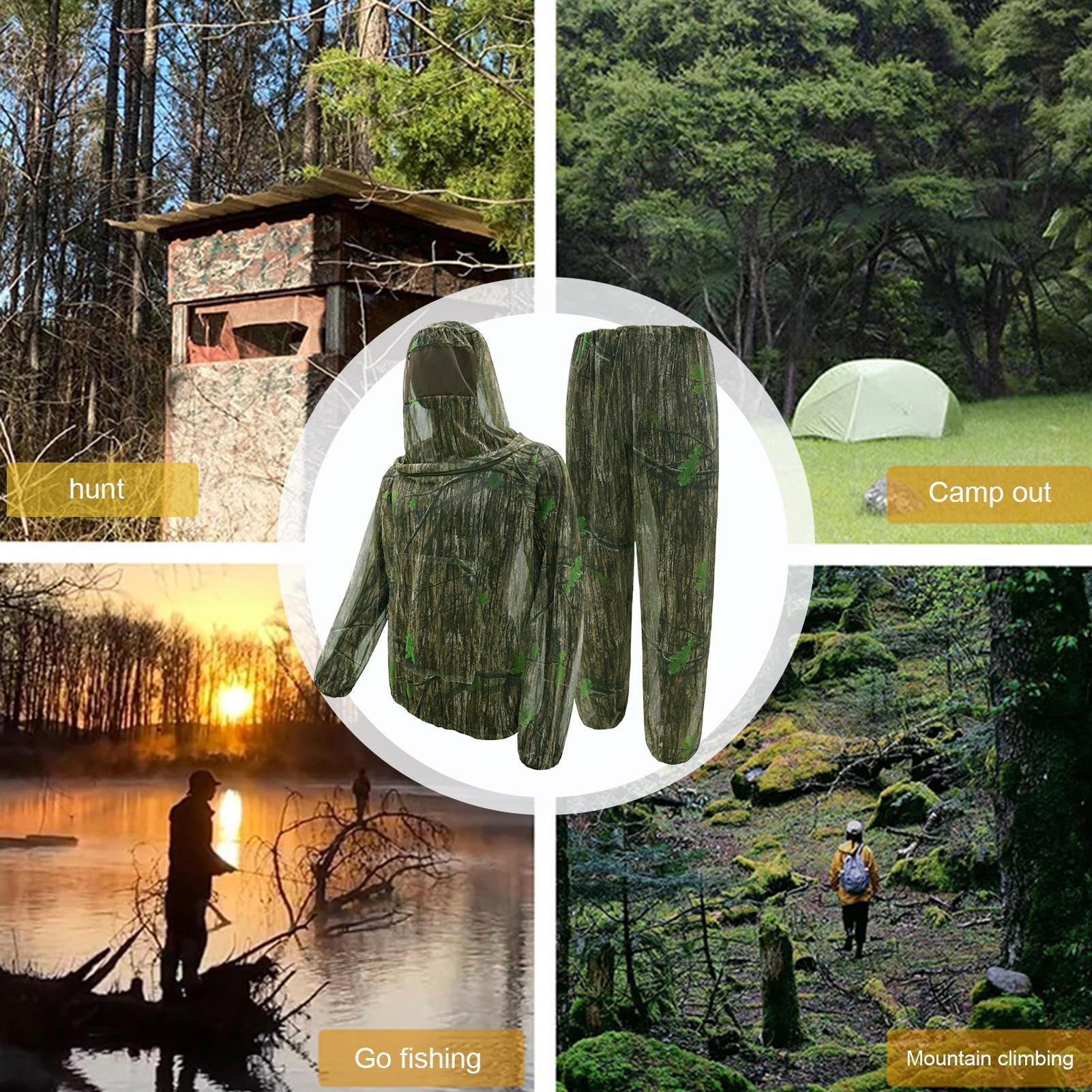 Combinaison de chasse pour homme avec capuche en maille respirante