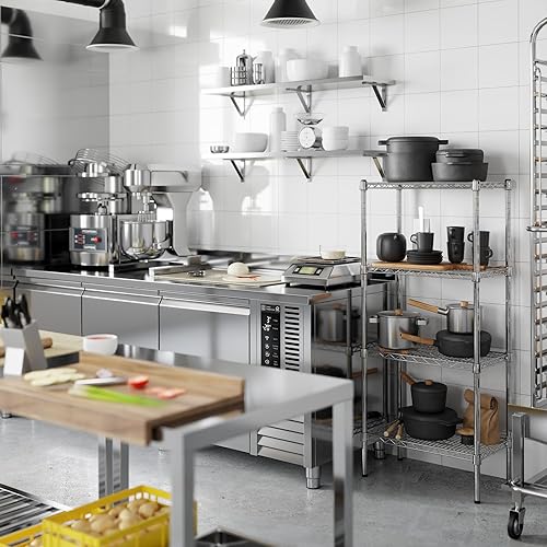 Regal Altair Kit de estantería de alambre cromado de 4 niveles de profundidad x 72 pulgadas de ancho x 64 pulgadas de alto unidad de estante de