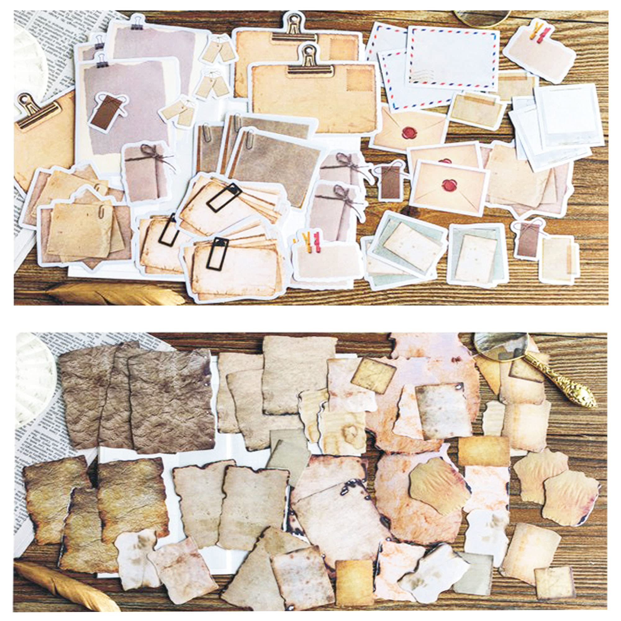 135 pcs vintage scrapbook paper stickers in aged paper antique looking  classic old fashion parchment paper design for personal retro crafts  journaling projects diy decorative : amazon.ae: arts u0026 crafts