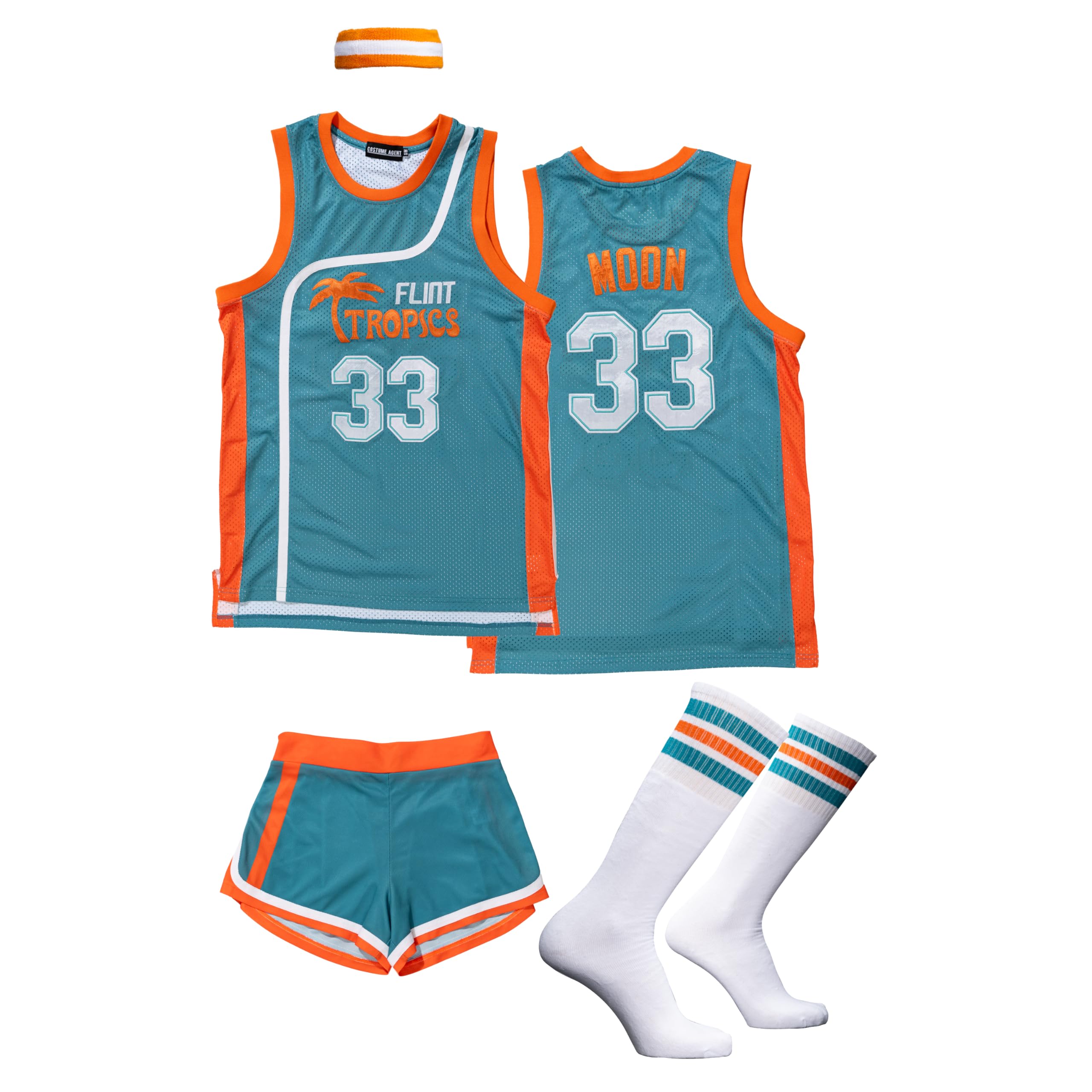 Costume AgentFlint Tropics Basketball Replica Green Jersey #33 Moon Halloween Costume Cosplay