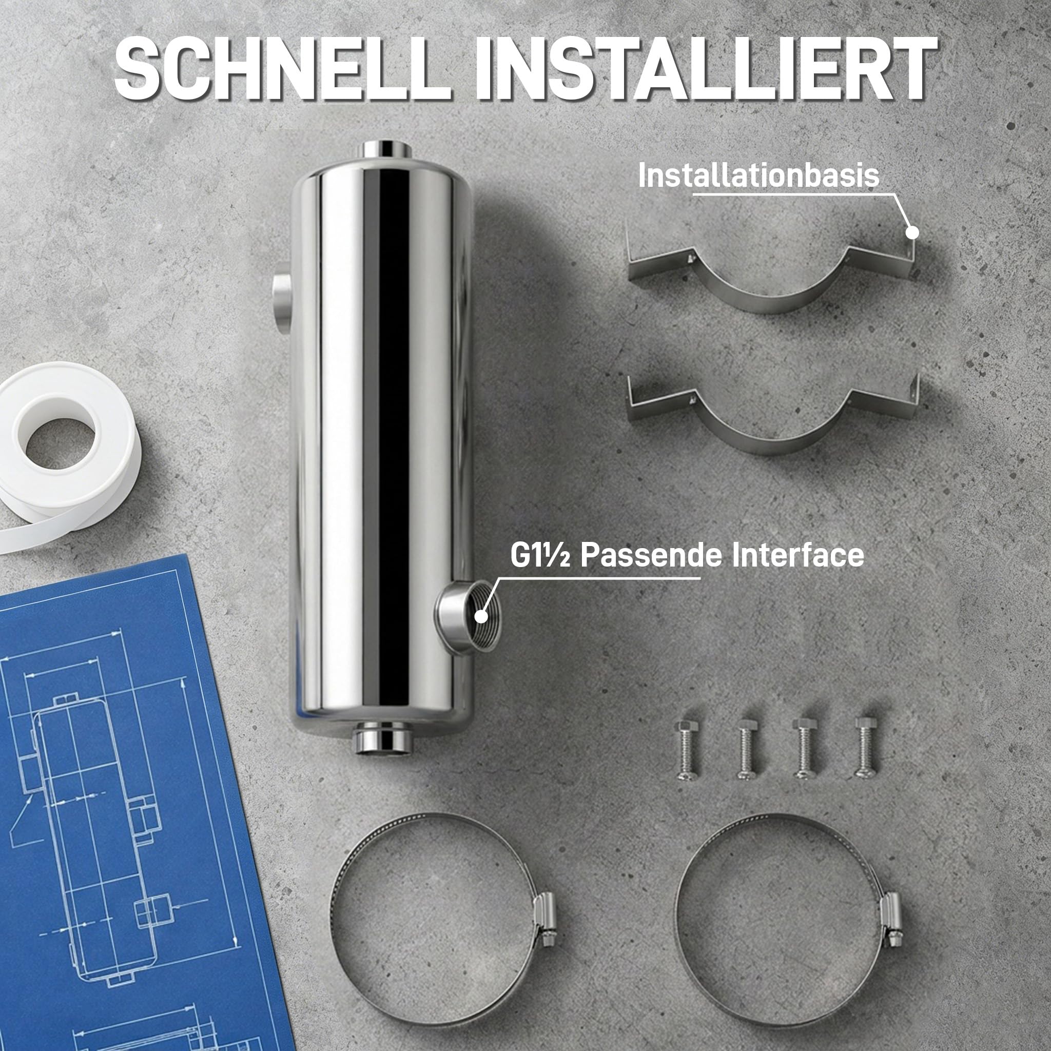 Pool Wärmetauscher Edelstahl 40KW G1½ Anschluss Poolheizung für Schwimmbad SPA Whirlpool