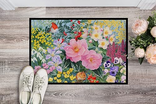 Miniatura 3 de Caroline's Treasures SASE0956JMAT - Tapete de invierno floral por Anne Searle para puerta delantera, 24 x 36 pulgadas, para interiores y exteriores