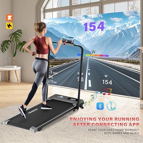 Miniatura 2 de Walking Pad Treadmill with Incline, 2 in 1 Foldable Under Desk Treadmills for HomeOffice, Portable Treadmill with App, Bluetooth Music, Remote