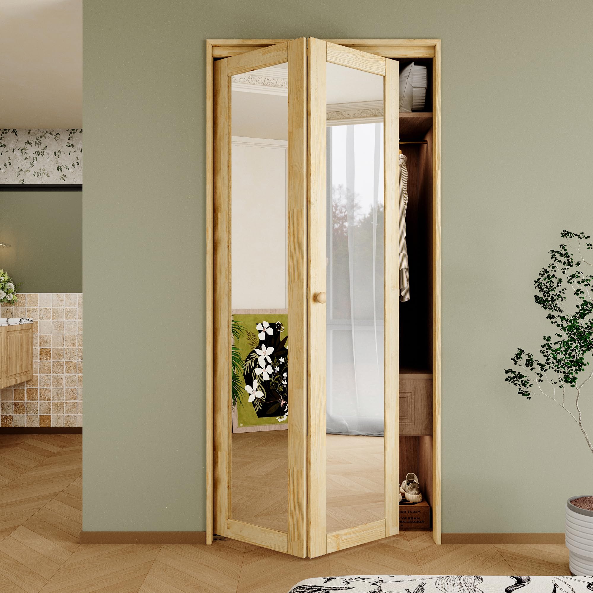 CRUTOP 36 Pine Mirror Bifold