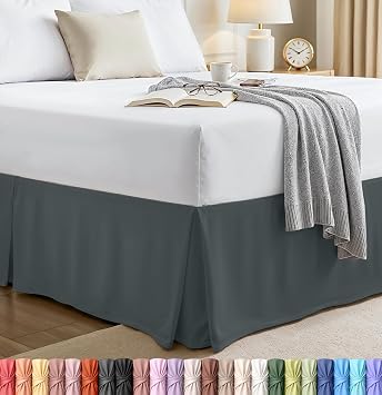 Utopia Bedding King Bed Skirt - Soft Quadruple Pleated - Easy Fit with 16 Inch Tailored Drop - Hotel Quality, Shrinkage and Fade Resistant, Grey