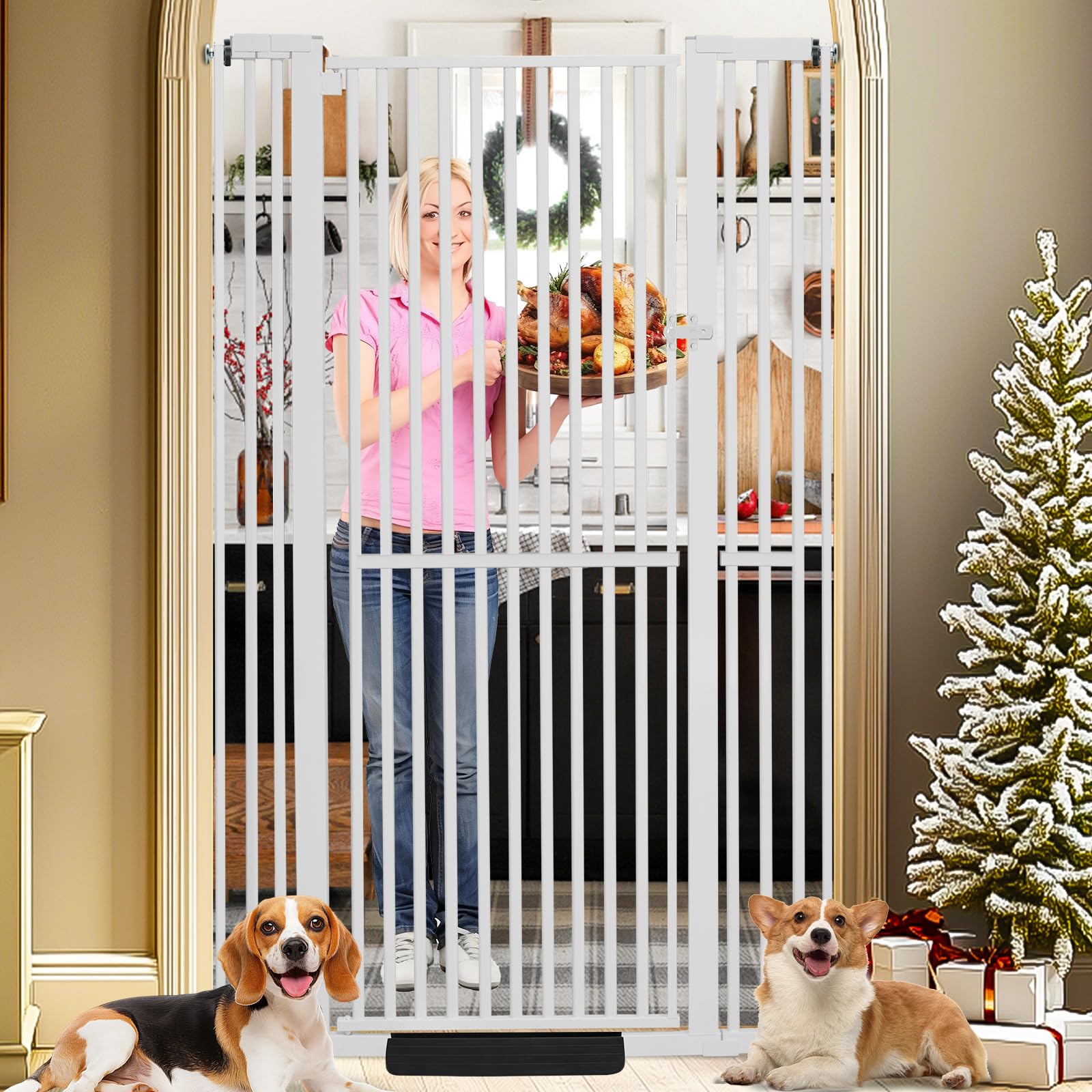 Photo 1 of SHYUJAJIE 71 Inch Extra Tall Pet Gate for Cats, 29.5-43" Adjustable Wide Dog Gates, Pressure Mounted Walk Through Tall Cat Gate for Doorways,Hallway,Stairs,House?White?
