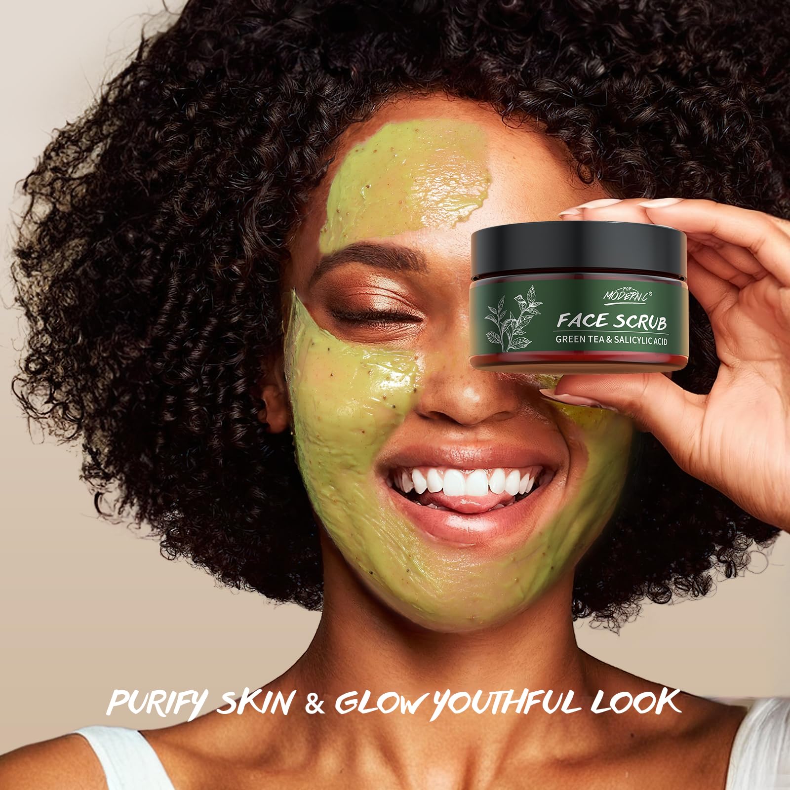 Set de Regalo de Exfoliante Facial, Limpiador Facial Exfoliante, Cúrcuma, Vitamina C, Azúcar Morena, Miel, Té Verde, Ácido Salicílico, Sal del Himalaya, Rosa, Regalo de Cumpleaños y Navidad, 4×100g