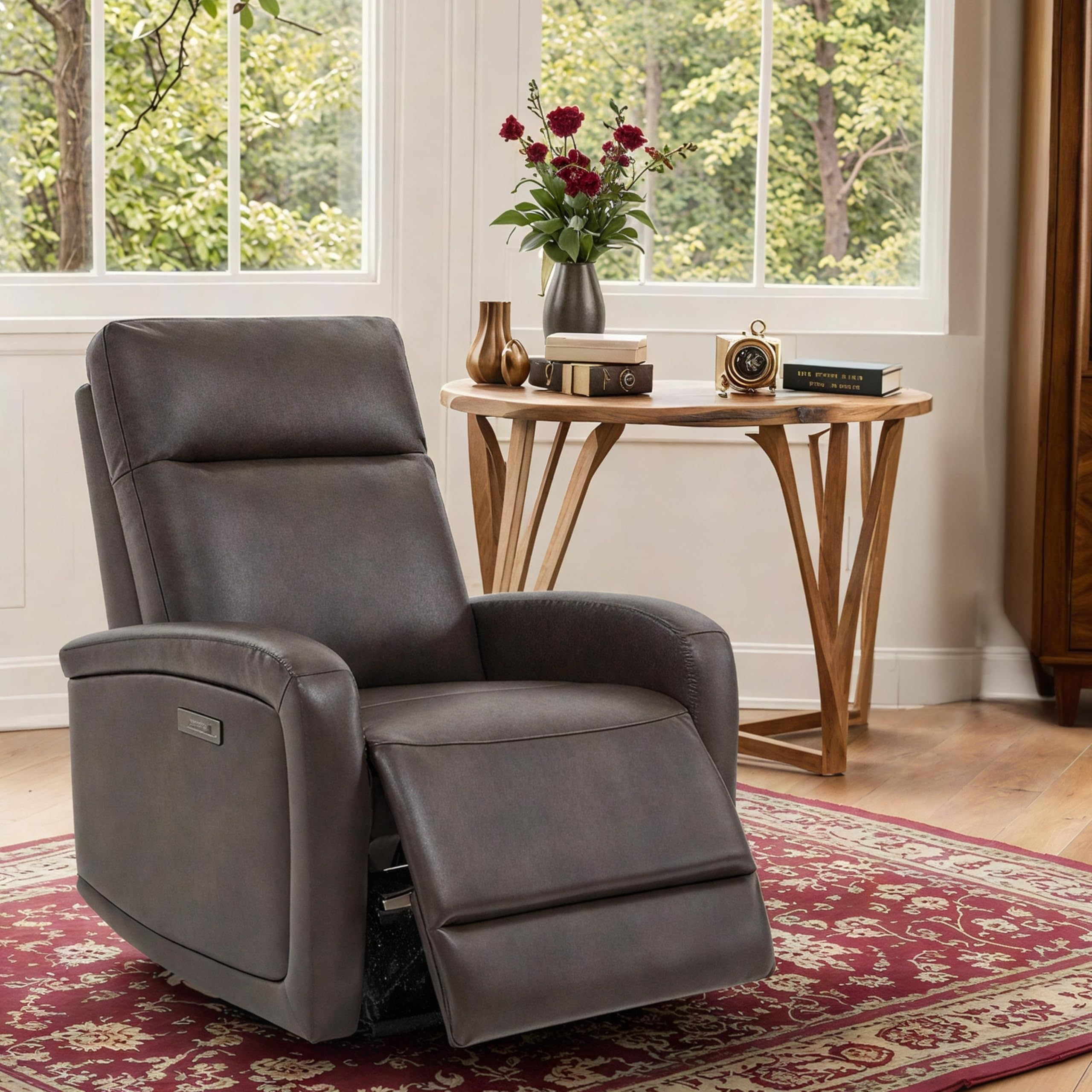 Watson & Whitely Silla reclinable eléctrica, sofá reclinable de pared cero con reposacabezas eléctrico cargador tipo C, pequeño sillón reclinable de piel sintética para caravana, asiento de cine en