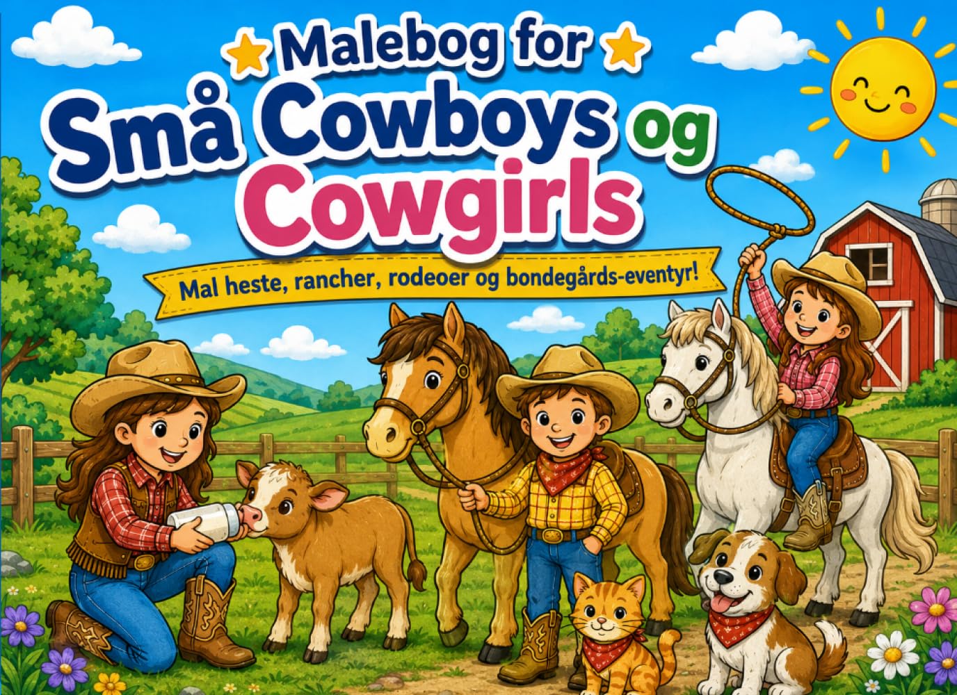 Malebog for Små Cowboys og Cowgirls: Farvelæg heste, ranches, rodeoer og eventyr på bondegården!