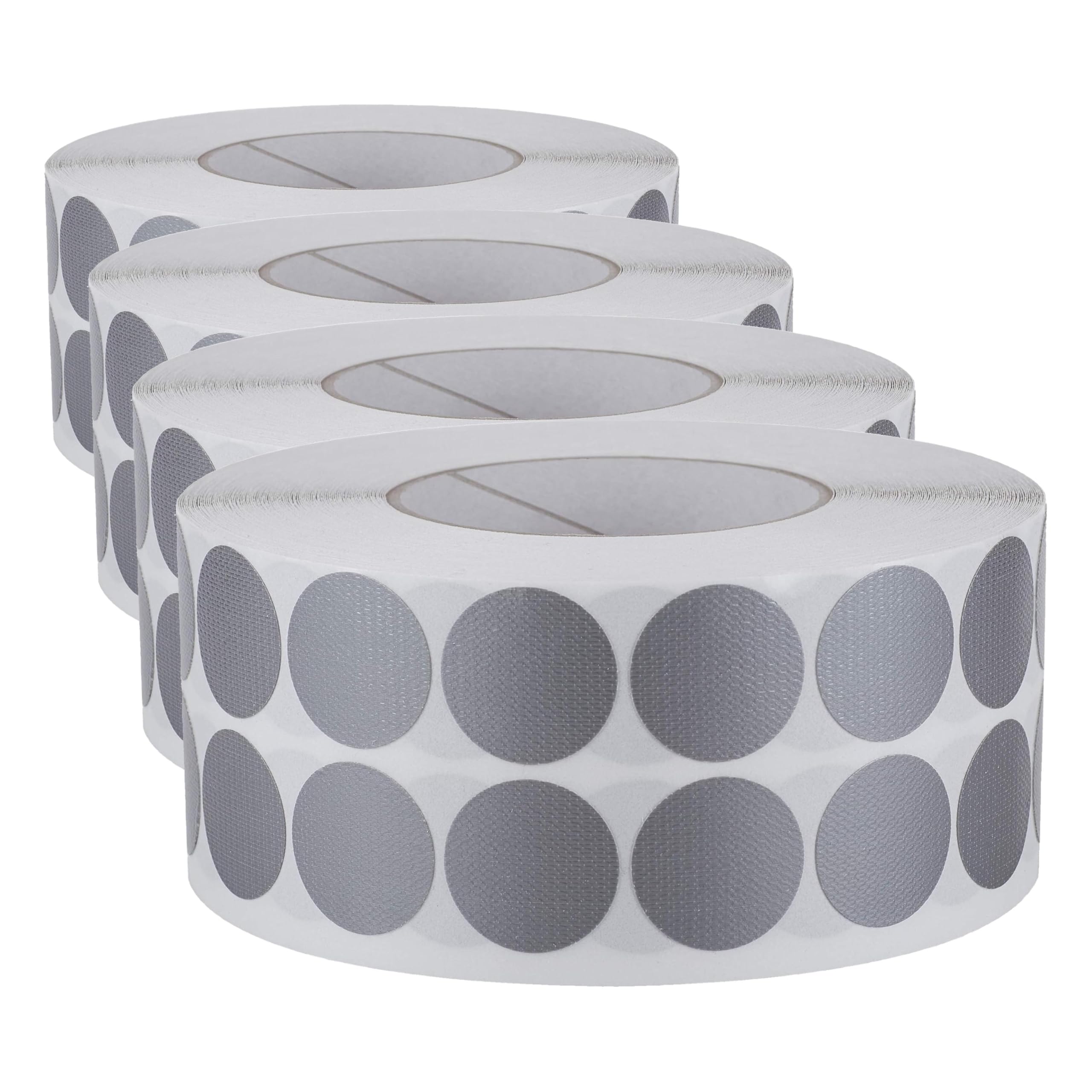MASHPAPER Gewebeklebepunkte Silber 30mm | Runde Permanente Klebepunkte 2500 Stück je Rolle | Aufkleber für Handwerk, Logistik & DIY-Projekte (Packung mit 4)