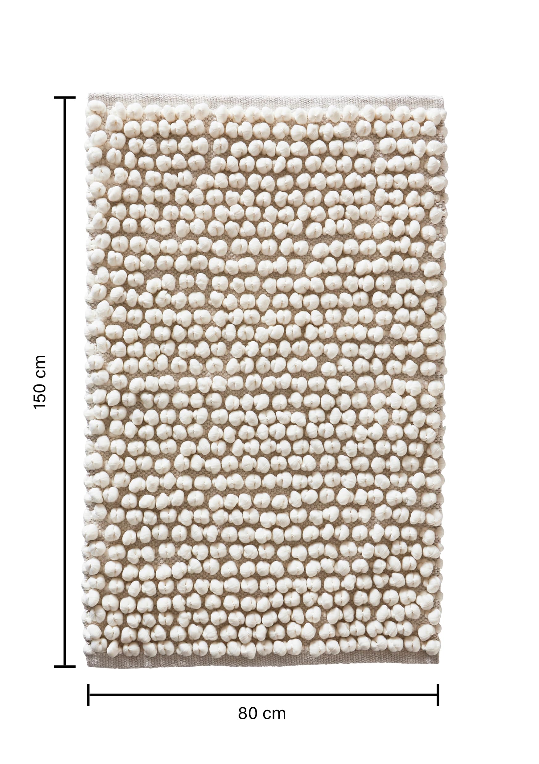 Jotex Hills Badteppich, Popcorn Badematte, Baumwolle und Polyester Mix - Weiß, 80x150 cm