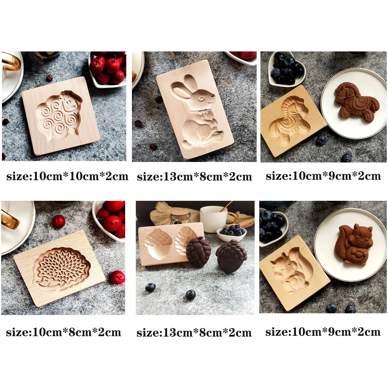 Ausstechformen aus Holz, Lebkuchenform, lustiges Tier, Weihnachtsplätzchen, Backzubehör für Zuhause, Bäckerei (3–5 Stück) (Christmas-B)