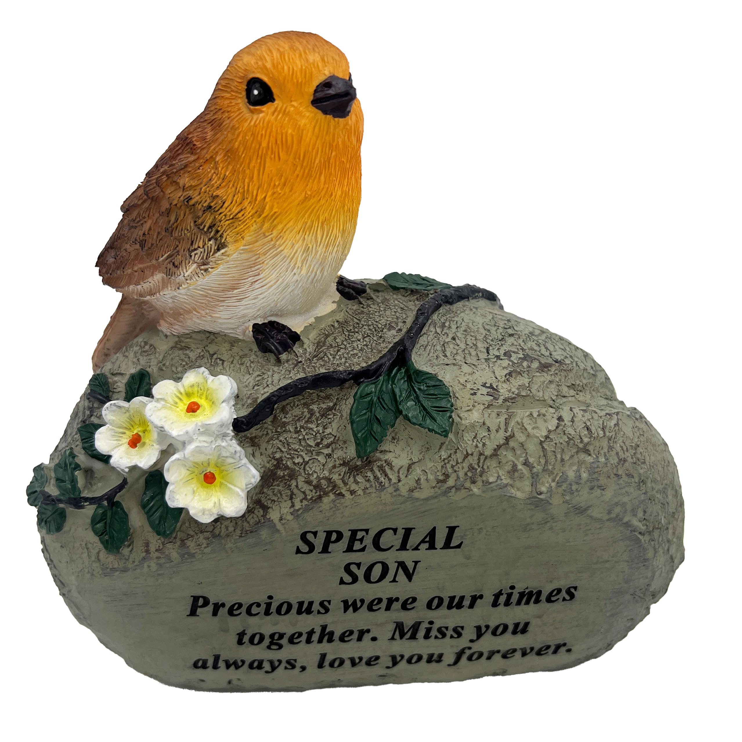 Angraves Multicolor Special Son Graveside Memorial Robin Bird Resin Stone Grave Plaque Ornament Decoration Sadly Missed
