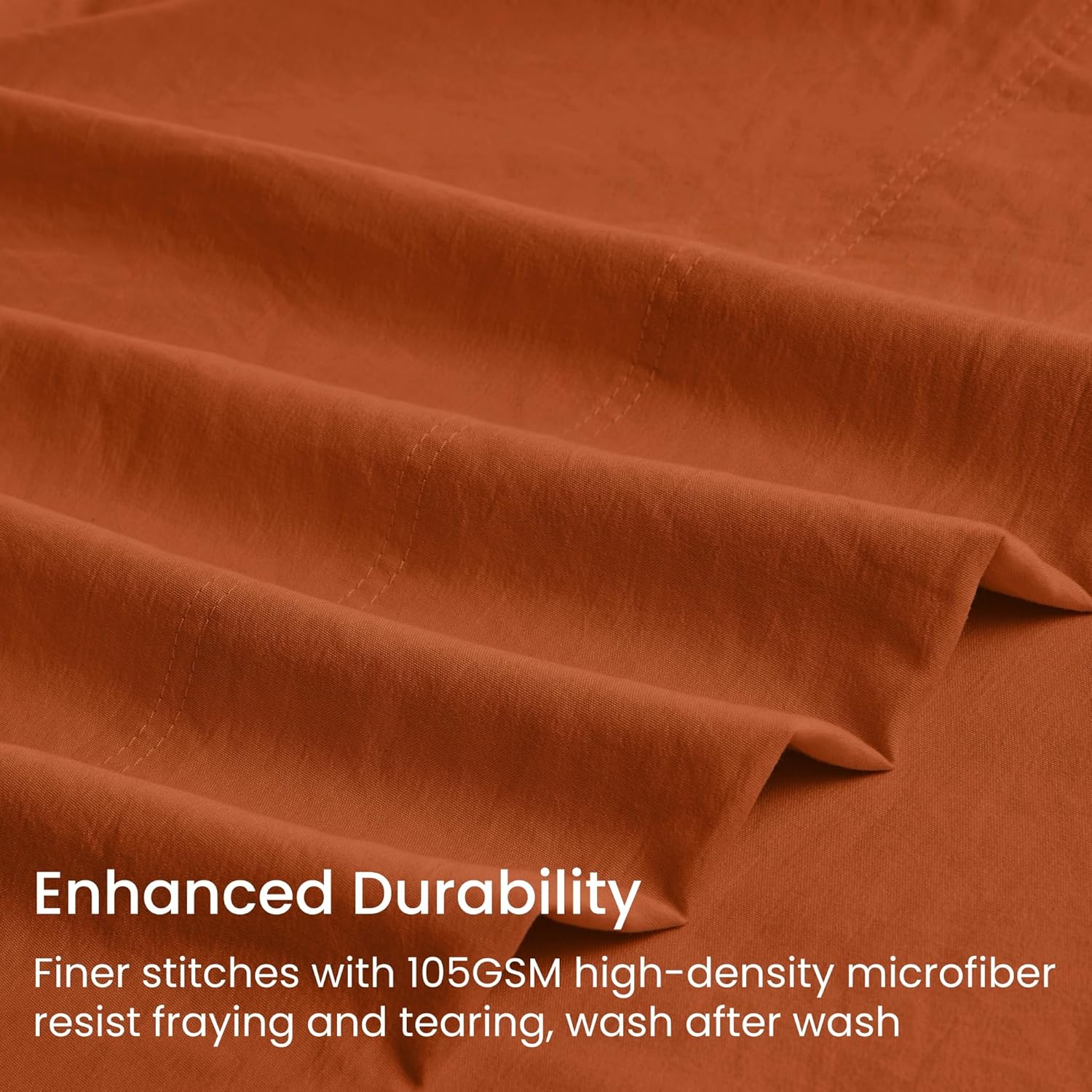 GOKOTTA 4-Pcs Queen Sheet Set, 16 Inch Deep Pocket Queen Sheets with Elastic Corner Straps, Brushed Microfiber Polyester - Hotel Luxury, Ultra Soft, Breathable, Wrinkle-Free - Burnt Orange