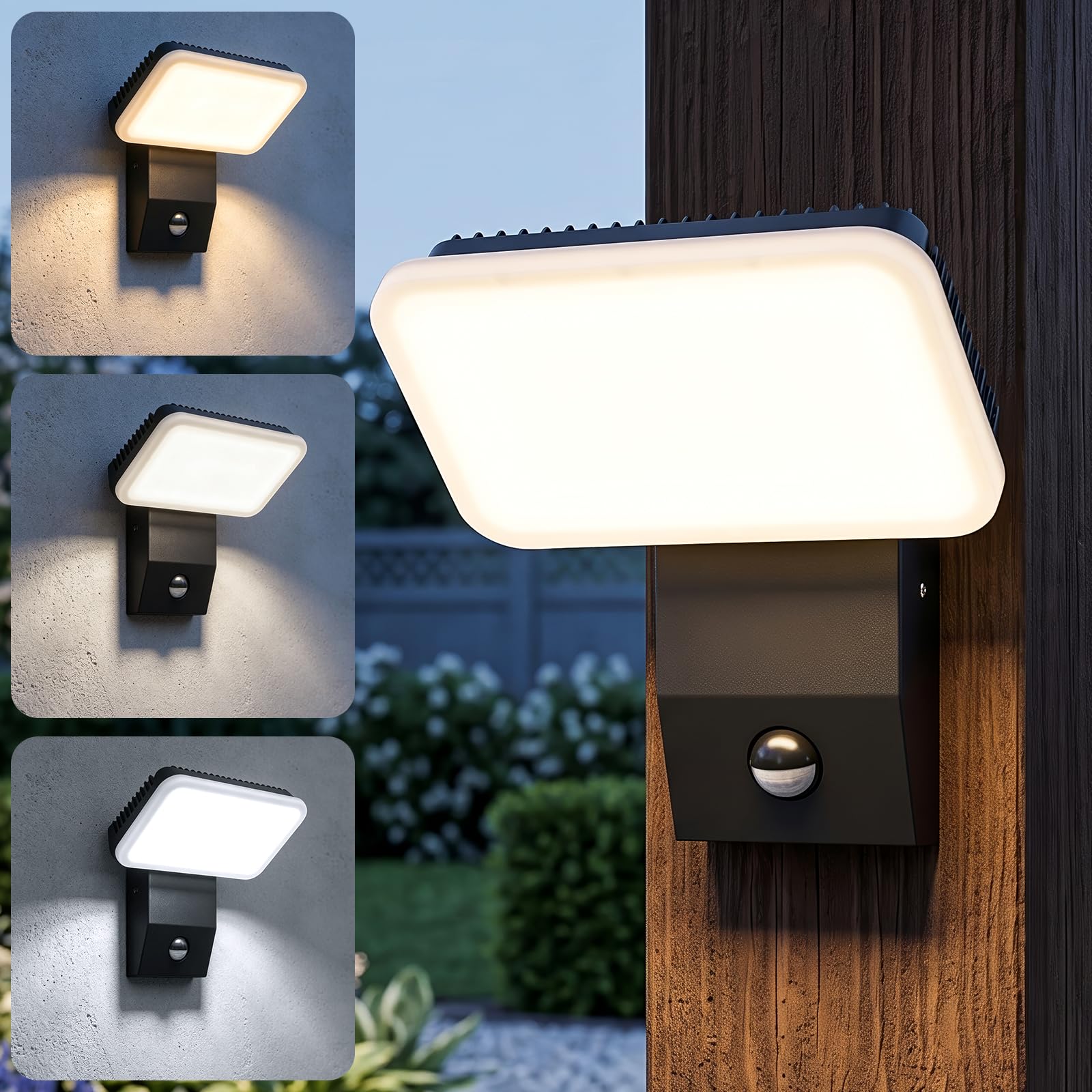 32W Applique Murale Exterieur avec Détecteur de Mouvement 6500K 4500K 3000K