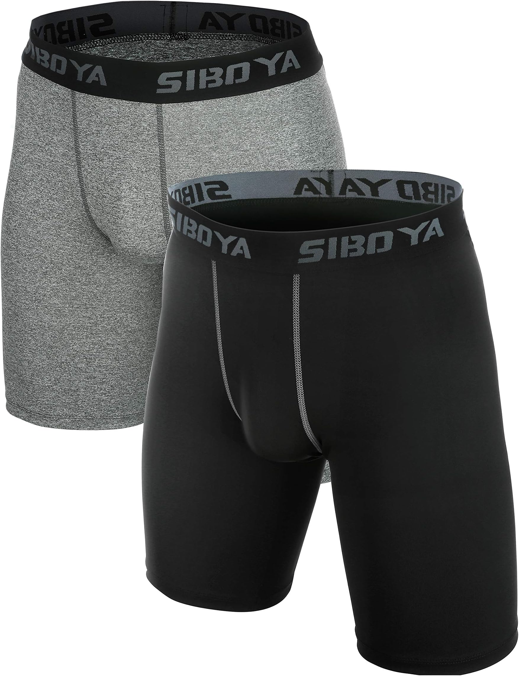Men's Quick-Dry Workout Training Athletic Compression Shorts (gray1 & black1, XXXL)