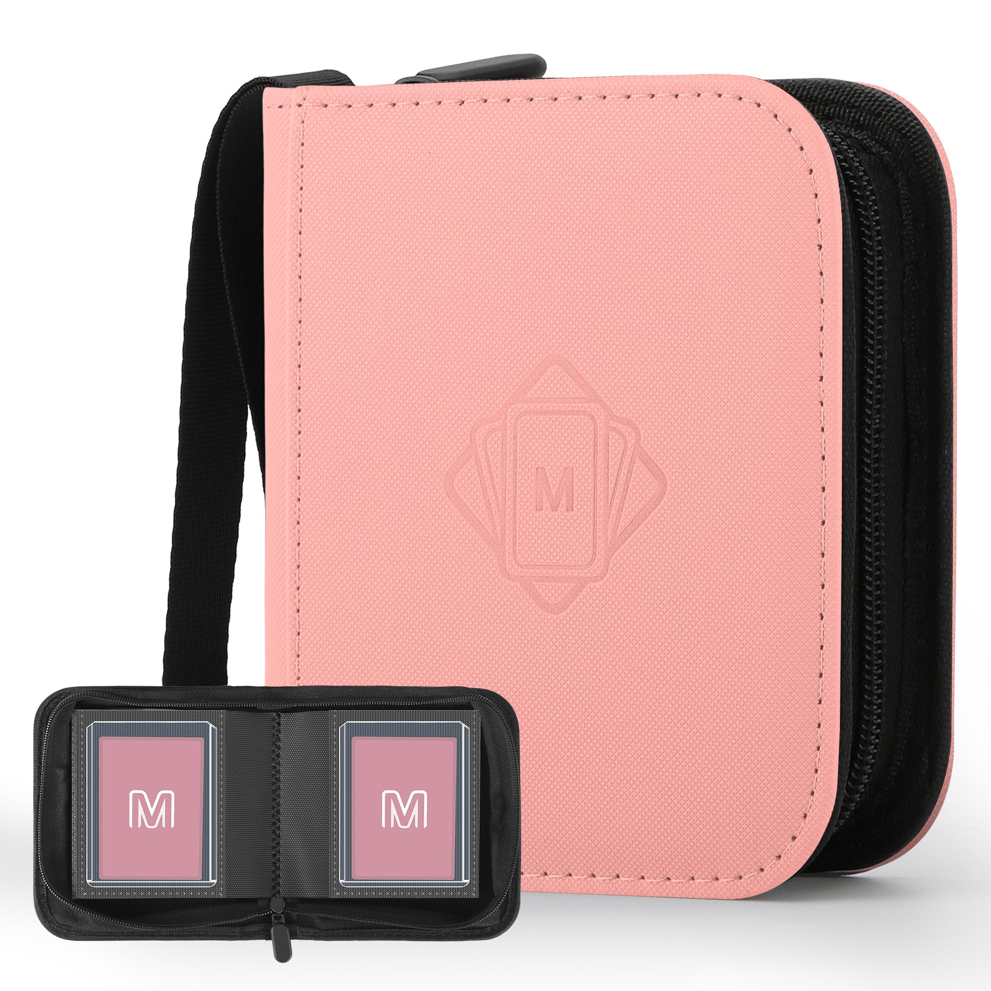1 Pocket Toploader Binder Holds 40 Cards with 20 Sleeves Collectible Trading Card Album, for 3x4 Toploaders Hard Cases for TCG, MTG, Sports, Baseball, Football, Small Sports Card Book (1Pink)