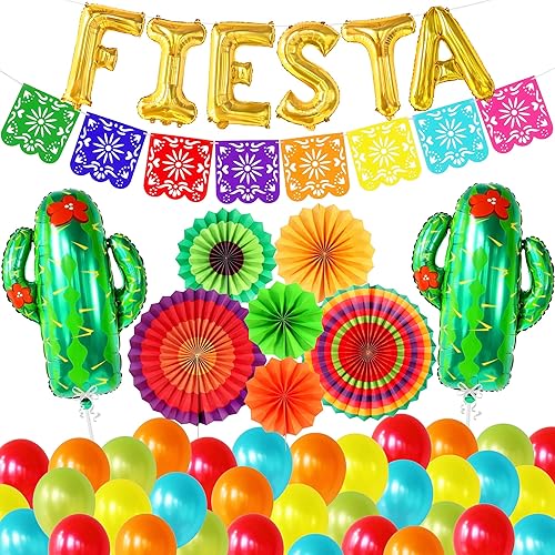 KatchOn, 50 piezas enormes decoraciones de fiesta – fieltro de papel picado, globos de fiesta, decoraciones del Cinco de Mayo para fiesta, globos de