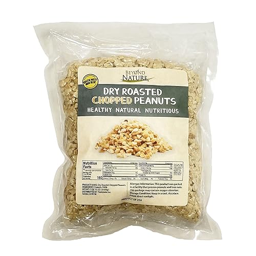 Beyond Nature Cacahuetes picados tostados secos, granulados, sellados al vacío, sin OMG, sin aceite y sin sal, bajos en carbohidratos, sin gluten,