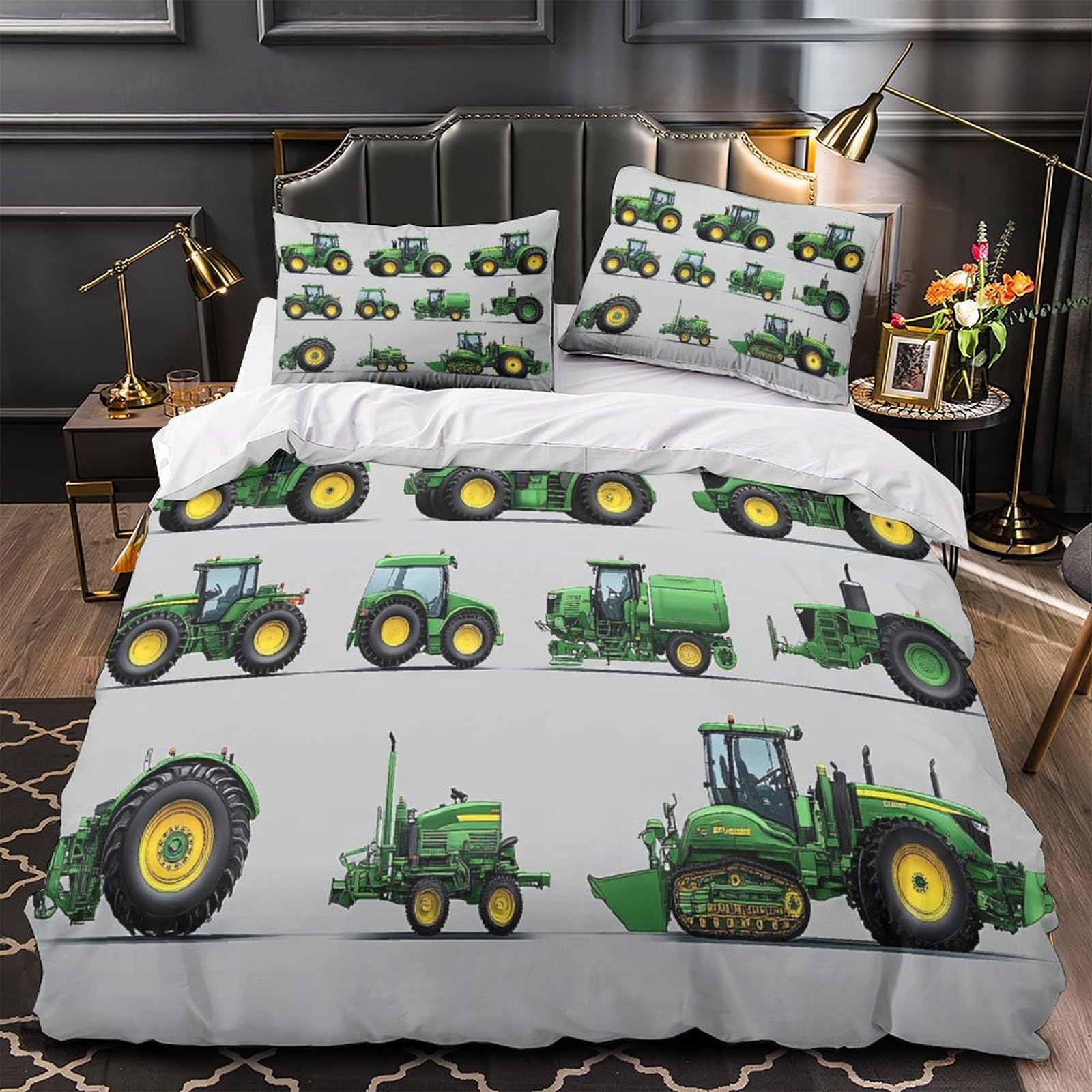 Housse de couette trèfle vert pour parure de lit nature couple