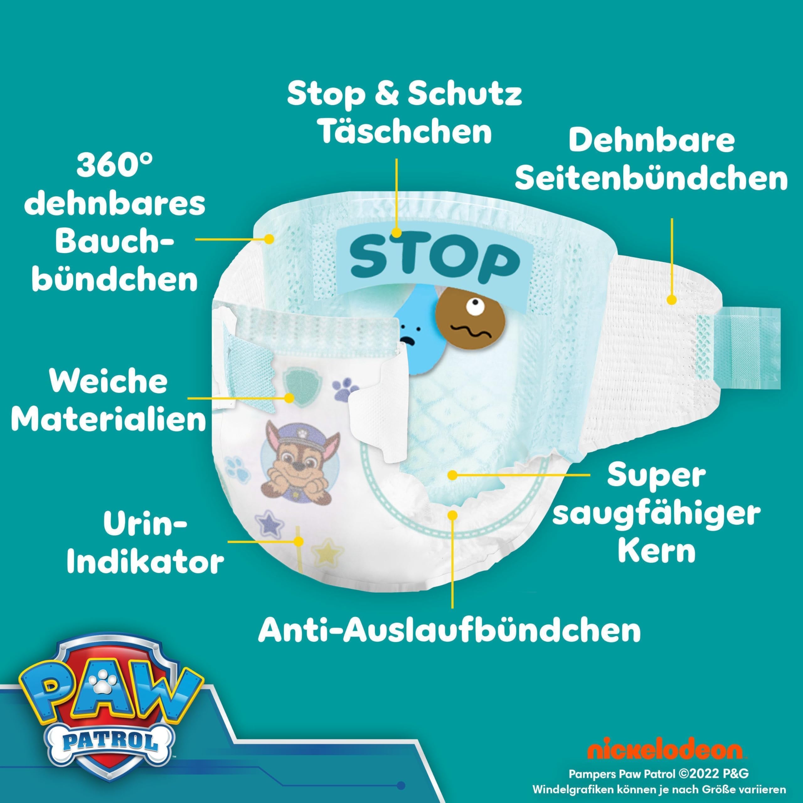 Pampers Baby-Dry Paw Patrol Edition Größe 3, 234 Windeln, 6kg-10kg, Bis zu 100Prozent Auslaufschutz und Komfort die ganze Nacht