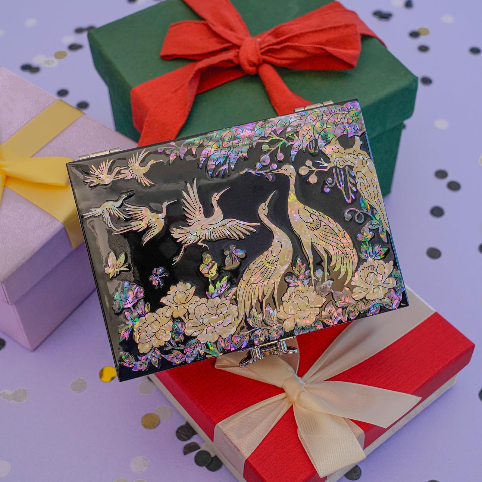 February Mountain Boîte à Bijoux En Nacre Avec Papillon Coréen - Élégante Pour Femmes Et Cadeaux Spéciaux