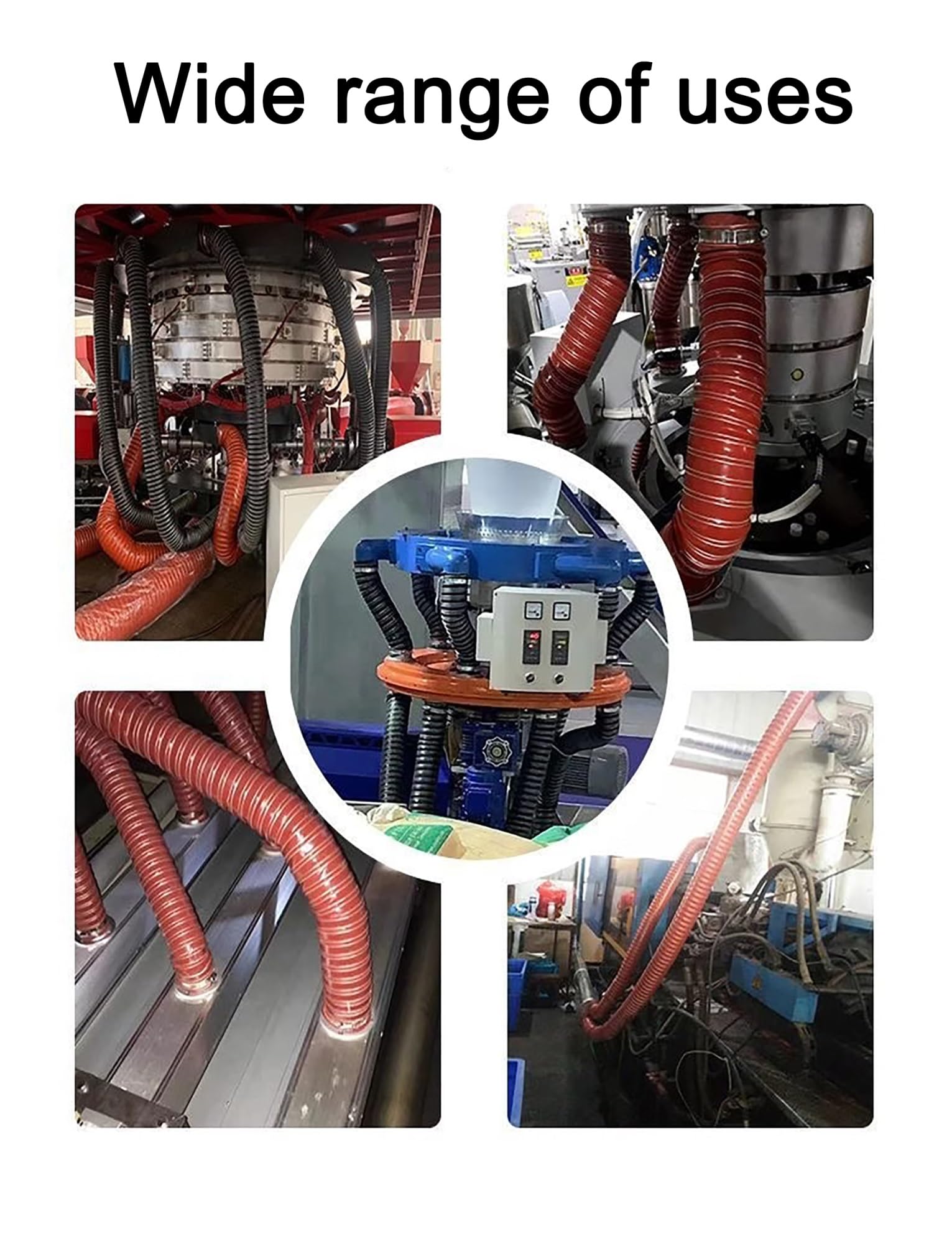 Manguera flexible roja para conductos, tubo de ventilación para ventilador de extracción, manguera de silicona para conductos, conducto de ventilación para humos industriales, manguera para conductos