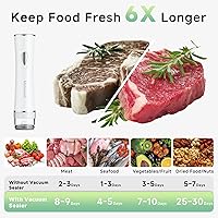 Vista 2 de Sellador al vacío compacto para alimentos (máquina selladora al vacío + 30 bolsas de vacío reutilizables), potente máquina selladora al vacío