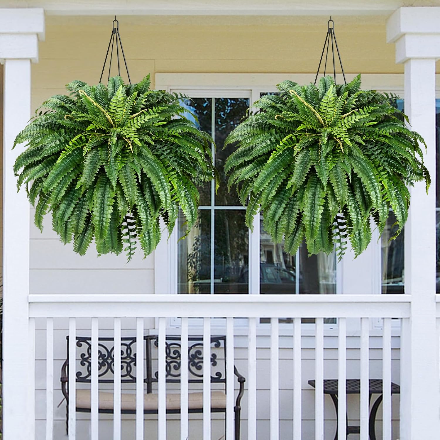 MARTINE MALL 2Pcs 48''/ 88 Leaves XXL Large Fake Ferns Artificial Ferns for Outdoors, UV Resistant Faux Boston Fern for Outdoor Planter Realistic Hanging Artificial Fake Plants for Porch Patio thumbnail