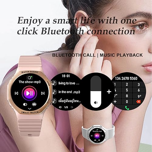 Miniatura 10 de Reloj inteligente para mujer con pantalla táctil de 1.32 pulgadas, Bluetooth, llamadas, reloj inteligente para mujer, rastreador de fitness,