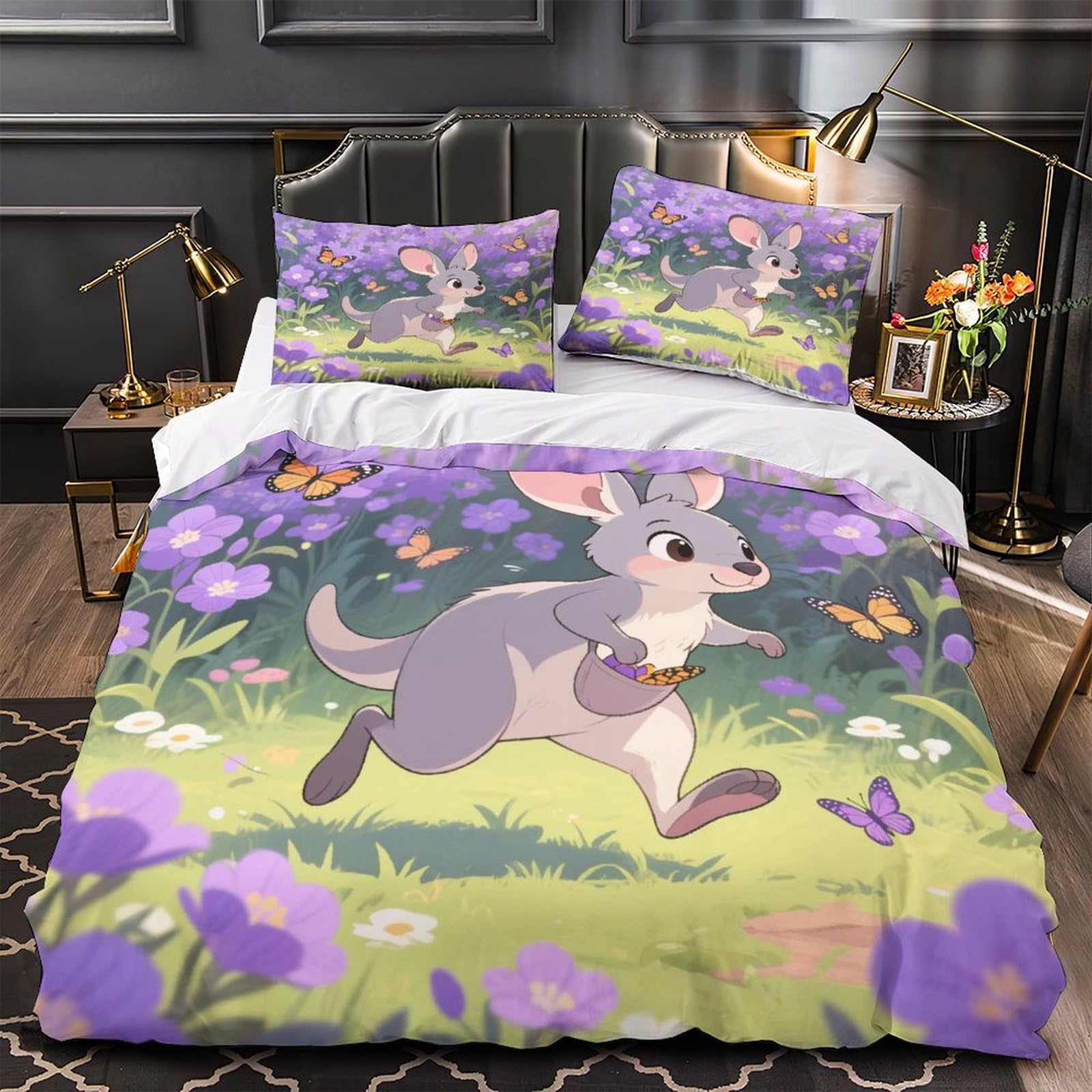 Housse de couette 3D cute animals en microfibre super douce respirante 3 pièces 200x200