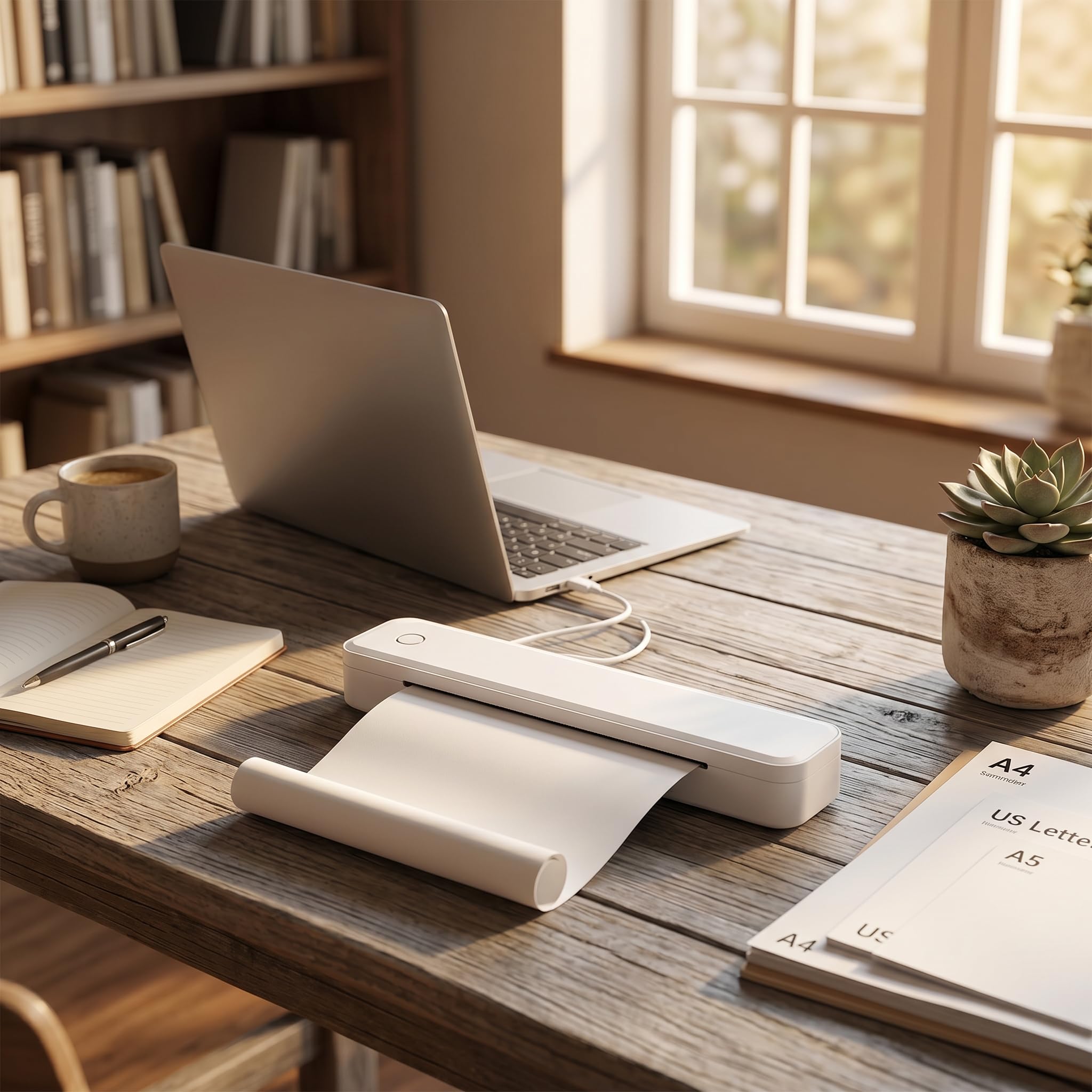 ViaGasaFamido Stampante Termica Portatile 203DPI, Senza Inchiostro, USB-C 2600mAh, Supporta US Letter A4 A5, per Viaggi e Ufficio