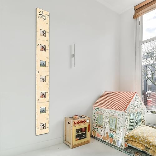 Miniatura 6 de GADNIA Tabla de crecimiento de madera para niños con marcos de fotos, niños y niñas, tabla de crecimiento de altura para pared, tabla de medición,