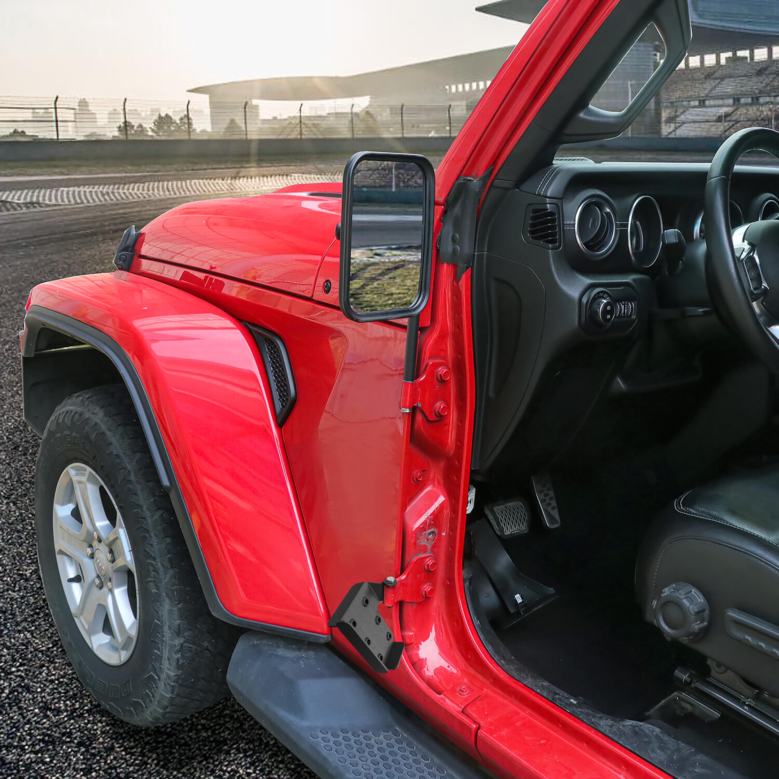 YZONA Podnóżki kompatybilne z 2007-2018 Jeep Wrangler JK JKU i 2018-2026 JJL JLU 4XE & Gladiator JT 2/4 drzwi, zewnętrzne zawiasy drzwi, pedały, podnóżek, akcesoria do paneli kopania (2 szt.)