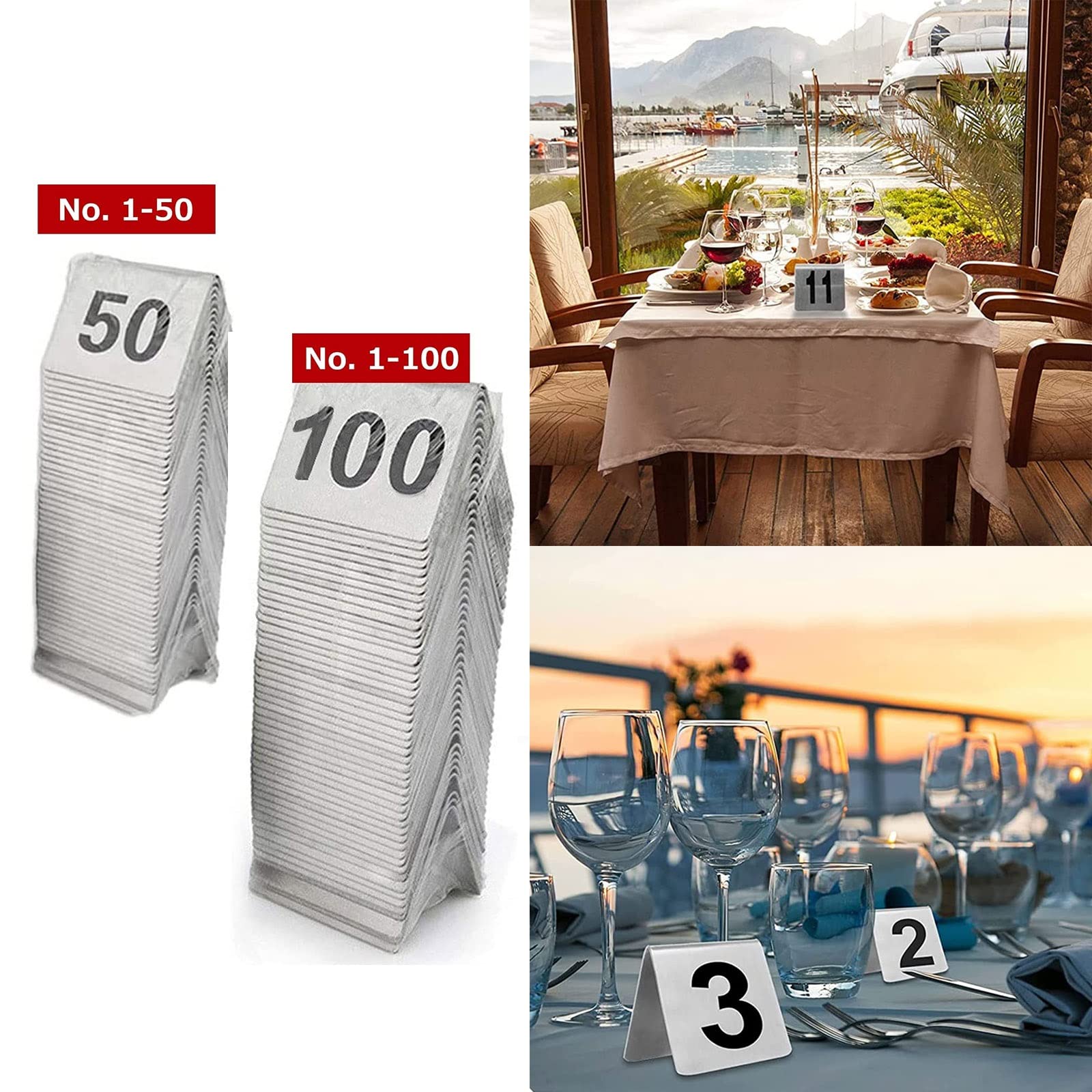 Señalización Digital, Números Negros de Doble Cara, Tarjetas números Mesa apilables, perfectos for restaurantes, Bares, hoteles(1 to 50)