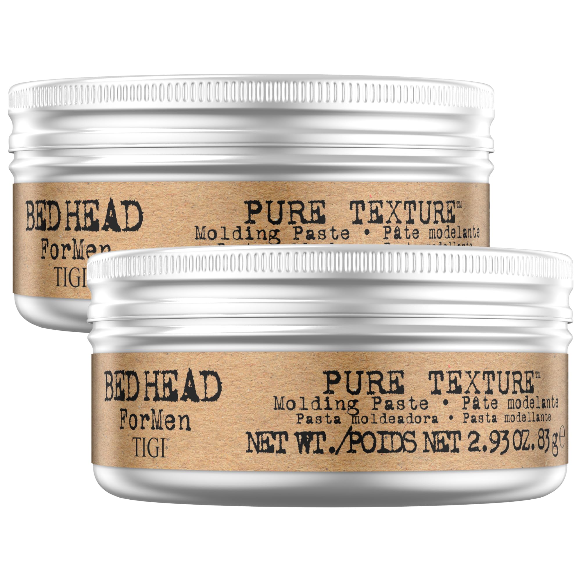 TIGI Bed Head for Men Pure Texture Hair Paste 2-Pack, 2.93 Oz Ea