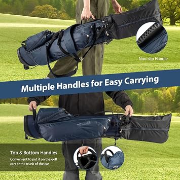COSTWAY Golf Stand Bag, Lightweight Golf Cart Bags with 4 Way Dividers, Adjustable Dual Straps and 4 Pockets, Easy Carry