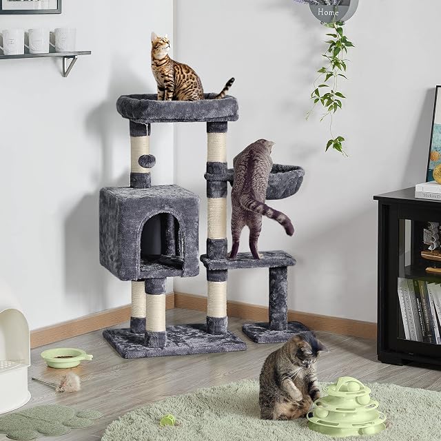 Foto 2 de 8 de Yaheetech Árbol Rascador para Gatos 96 cm Torre para Gatos Gris Oscuro