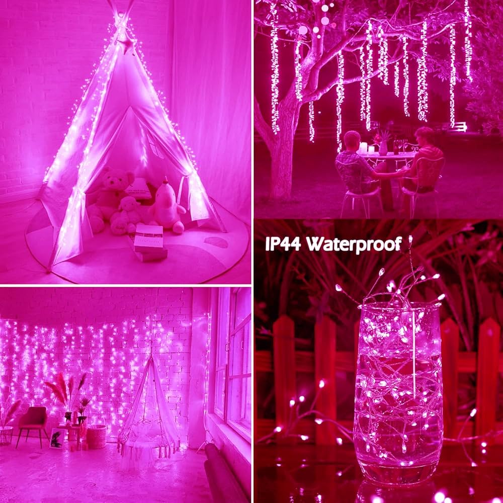 KINGCOO Firecracker Fairy Lights With Remote, Waterproof 19.6FT 200LED Cluster Garland Silver Wire String Lights USB Powered For Outdoor Indoor Bedroom Wedding Christmas Party Decoration (Warm White